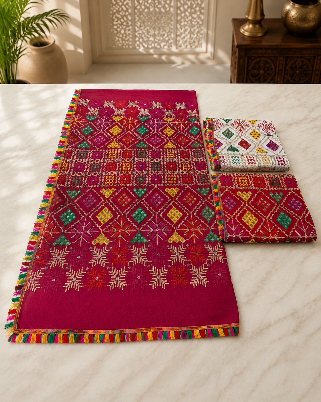 Gujarati Embroidered Bandhani Dupatta